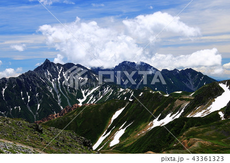 北アルプス水晶岳山頂への道から　槍ヶ岳へ続く裏銀座コース 43361323