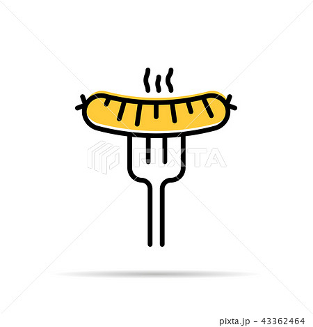 Grilled sausage on the fork icon 43362464