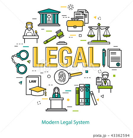 Modern Legal System - round line concept 43362594