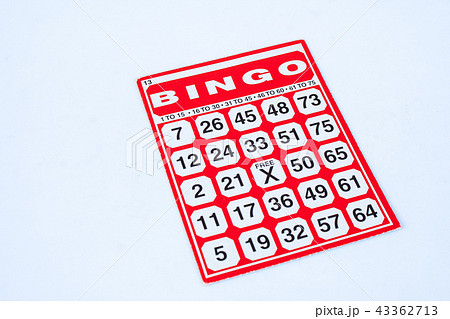 Red bingo card isolated on white  background. 43362713