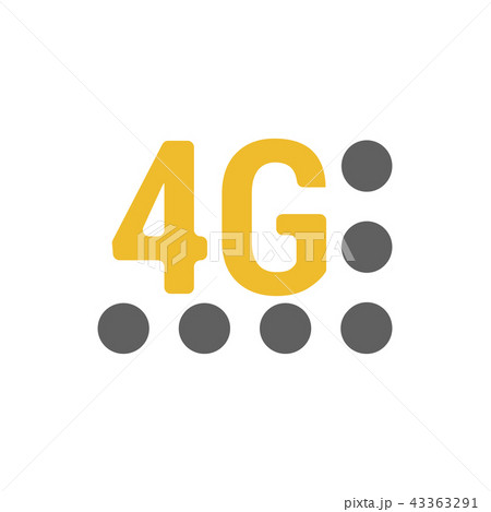 Flat 4g vector emblem with signal strength dots  43363291