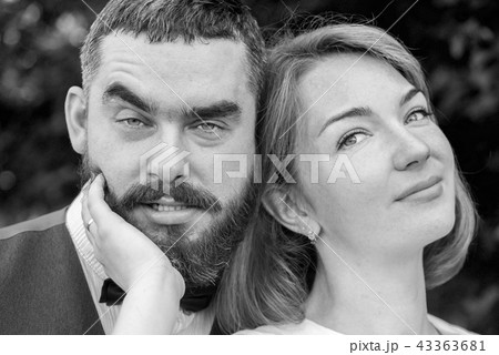 Bride and groom smiling different mood Bride and groom smiling different mood 43363681