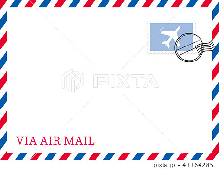 エアメールのイラスト背景 切手 消印付き ベクターデータ トリコロールカラー Airmailのイラスト素材 43364285 Pixta