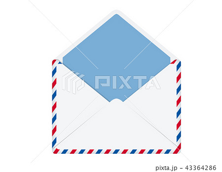開封されたエアメールのイラスト素材　ベクターデータ｜トリコロールカラー｜Airmail 43364286