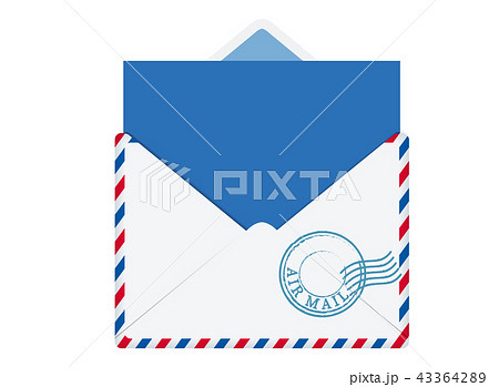 開封されたエアメールのイラスト素材 カード 消印付き ベクターデータ Airmailのイラスト素材
