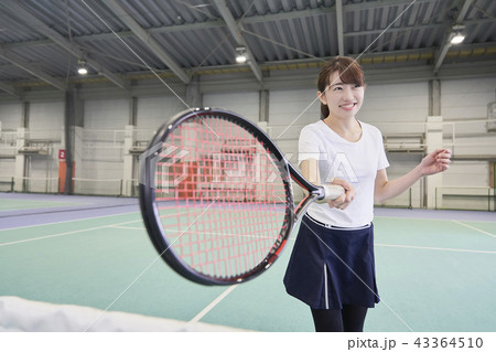 テニス 女性の写真素材