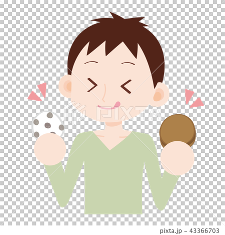 豆大福とどら焼きを食べる男性 甘党 豆大福とどら焼きを食べる男性 甘党 43366703