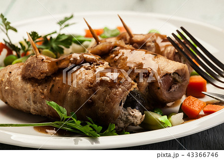 Pork rolls and vegetables Pork rolls and vegetables 43366746