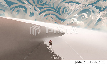 white desert with fantasy clouds 43369486