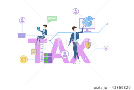 TAX. Concept table with keywords, letters and icons. Colored flat vector illustration on white TAX. Concept table with keywords, letters and icons. Colored flat vector illustration on white 43369820