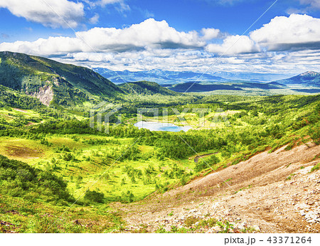 Summer view of  valley with mountions 43371264