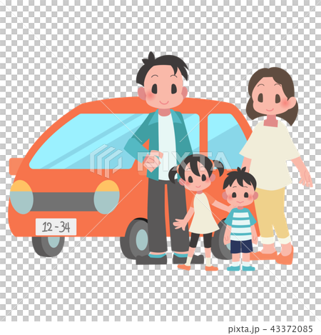 Family, parent and child, private car 43372085