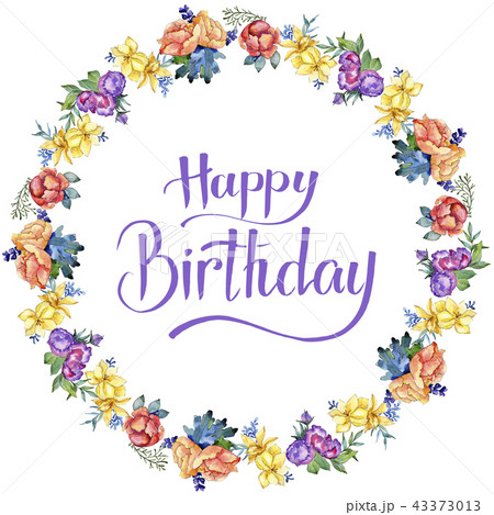 Watercolor colorful bouquet flower. Floral botanical flower. Frame border ornament square. Watercolor colorful bouquet flower. Floral botanical flower. Frame border ornament square. 43373013