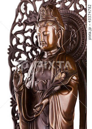 Bodhisattva sculpture Guan Yin with flower. 43374782