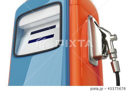 vintage blue-orange gas pump dispenser isolated 43375676