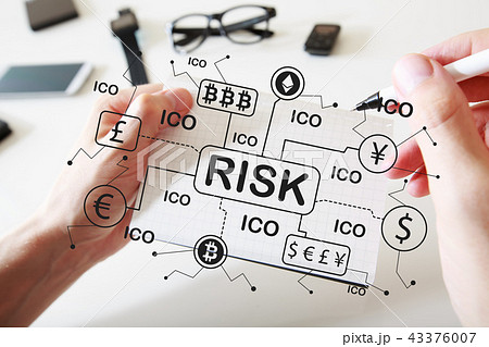 Cryptocurrency risk theme with a notebook 43376007