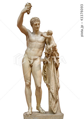 Statue of Dionysus or Bacchus with bunch of grapes isolated on white Statue of Dionysus or Bacchus with bunch of grapes isolated on white 43376093