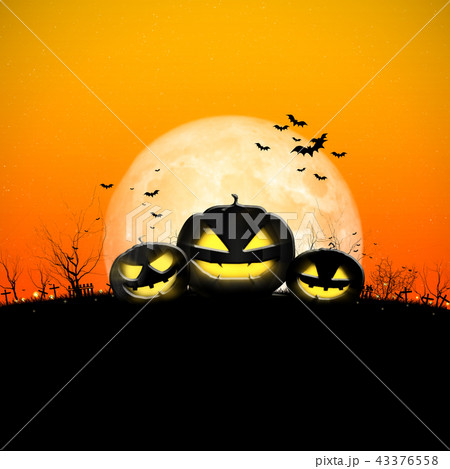 Halloween full moon night and mystery background.  43376558