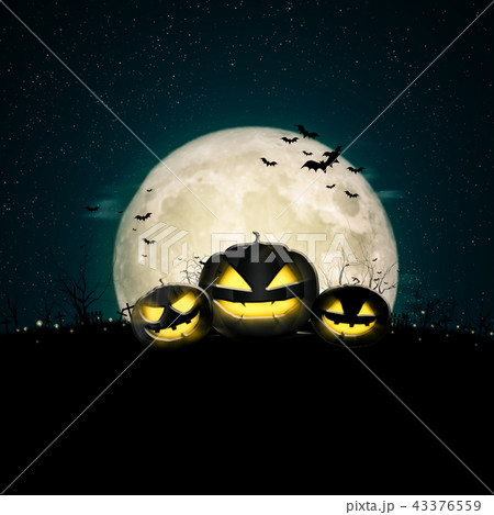 Halloween full moon night and mystery background.  43376559