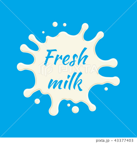 Fresh milk label vector. Milk splash and blot design, shape creative illustration. 43377403