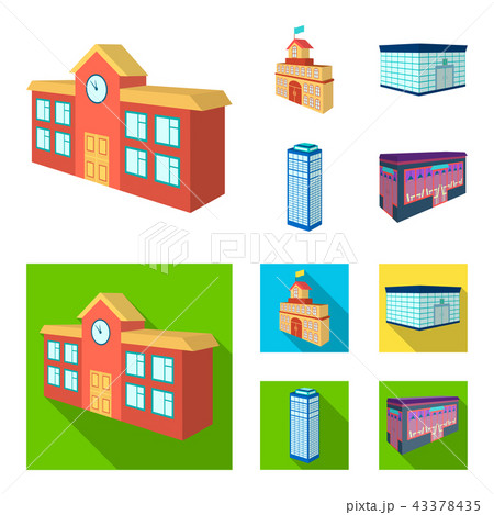 Bank office, skyscraper, city hall building, college building. Architectural and structure set Bank office, skyscraper, city hall building, college building. Architectural and structure set 43378435