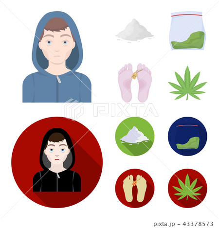 Addict, cocaine, marijuana, corpse.Drug set collection icons in cartoon,flat style vector symbol 43378573