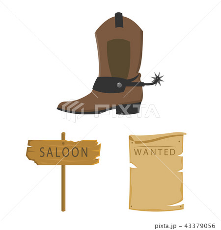 Attributes of the wild west cartoon icons in set collection for design.Texas and America vector 43379056