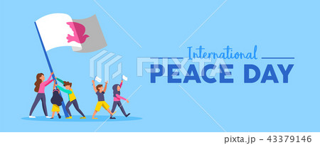World Peace Day banner of diversity people team 43379146