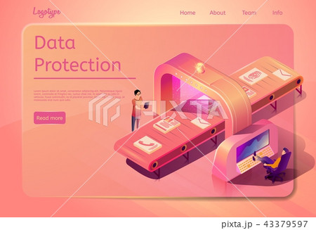 Corporate Data Protection Vector Web Page Template 43379597