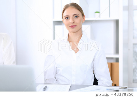 Group of business people or lawyers discussing terms of transaction in office. Meeting and teamwor Group of business people or lawyers discussing terms of transaction in office. Meeting and teamwor 43379850