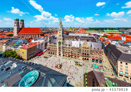 Aerial view of the City Hall at the Marienplatz in Munich, Germa Aerial view of the City Hall at the Marienplatz in Munich, Germa 43379919