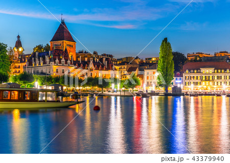 Night view of Lausanne, Switzerland 43379940
