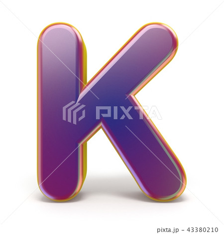 Letter K purple font yellow outlined 3D 43380210