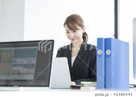 会社で仕事をする若い女性 会社で仕事をする若い女性 43380445