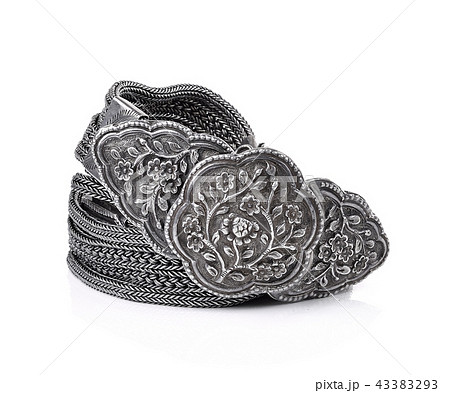 silver belt with reflection on a white background 43383293
