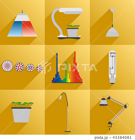 Set icon LED equipment phyto light for plants 43384081