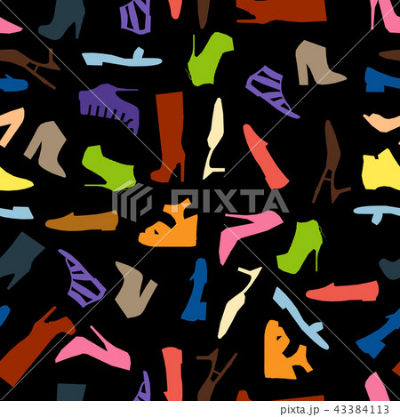 Seamless pattern of colored women shoes 43384113