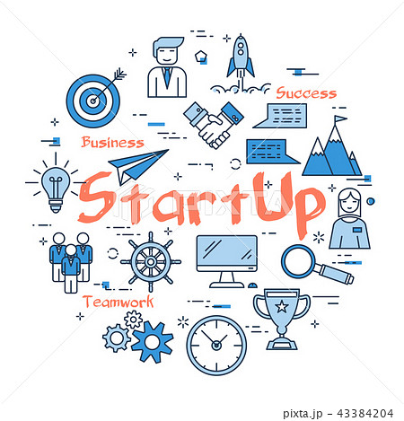 Blue round STARTUP concept 43384204