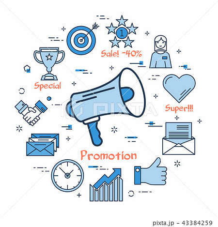 Blue round Promotion concept 43384259