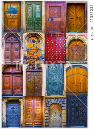 Collage of medieval front doors 43385032