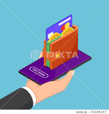 Businessman hand holding smartphone with wallet 43386237