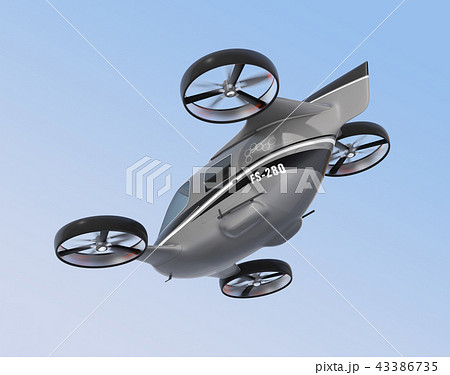 飛行している空飛ぶタクシーのイメージ 飛行している空飛ぶタクシーのイメージ 43386735