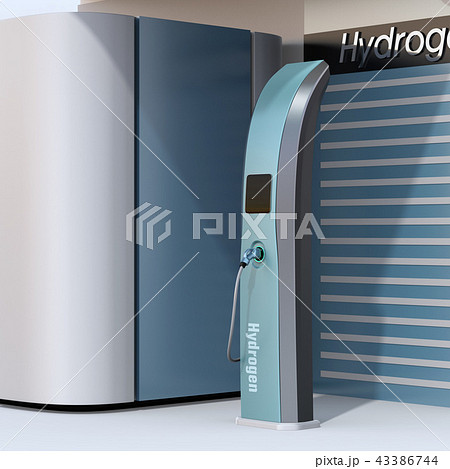 水素ステーションディスペンサーのコンセプトイメージのイラスト素材