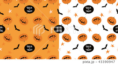Cartoon pumpkins halloween pattern background 43390947