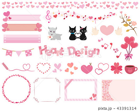 かわいいハートの飾り素材のイラスト素材