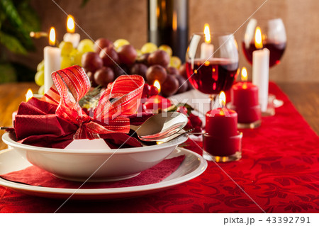 Christmas dishware on the table 43392791