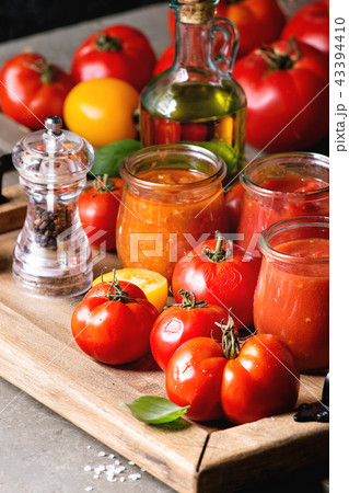Variety of tomato sauces Variety of tomato sauces 43394410