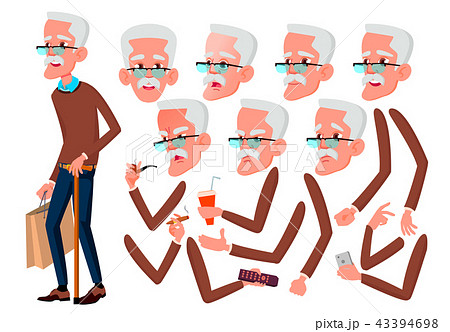 Old Man Vector. Senior Person. Aged, Elderly People. Active, Expression. Face Emotions, Various 43394698