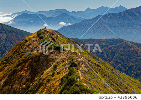 鹿島槍ヶ岳から見る布引山・種池山荘と槍穂高岳遠望 43396006