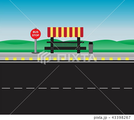 Bus Stop And Station With Roadのイラスト素材